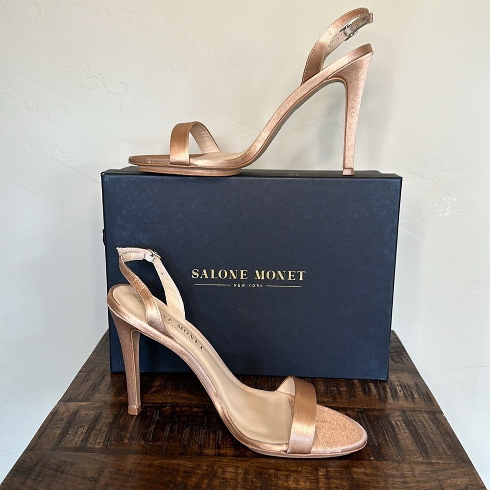 NWT $295 Salone Monet Sable High Heel Sandals Bronze-Gold Womens Sz 10.5-11